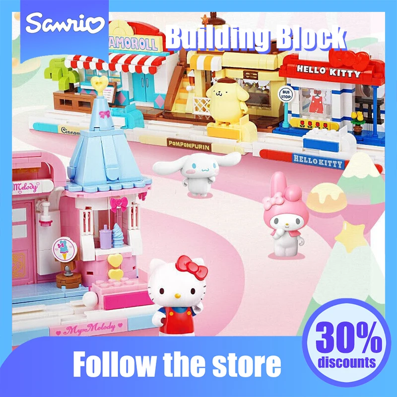 

Kawaii Sanrio Anime Building Block Cute Pompompurin Hello Kitty Melody Kuromi Cartoon Souptoys Kids Toys Creative Children Gifts