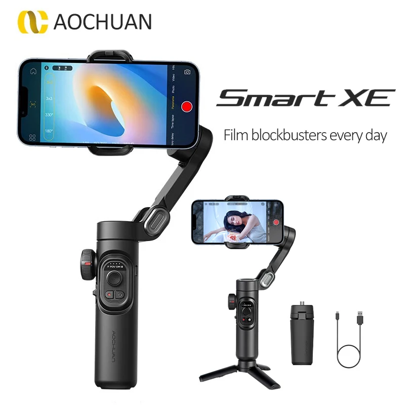 AOCHUAN Smart XE 3-Axis Gimbal Stabilizer Foldable Selfie Stick APP Control Handheld Stabilizer for Cell Phone Smartphone Mobile