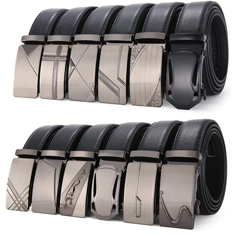 

Ремень из воловьей кожи для мужчин, модный дизайнерский пояс с автоматической пряжкой для молодых людей, в деловом стиле, для отдыха, для муж...