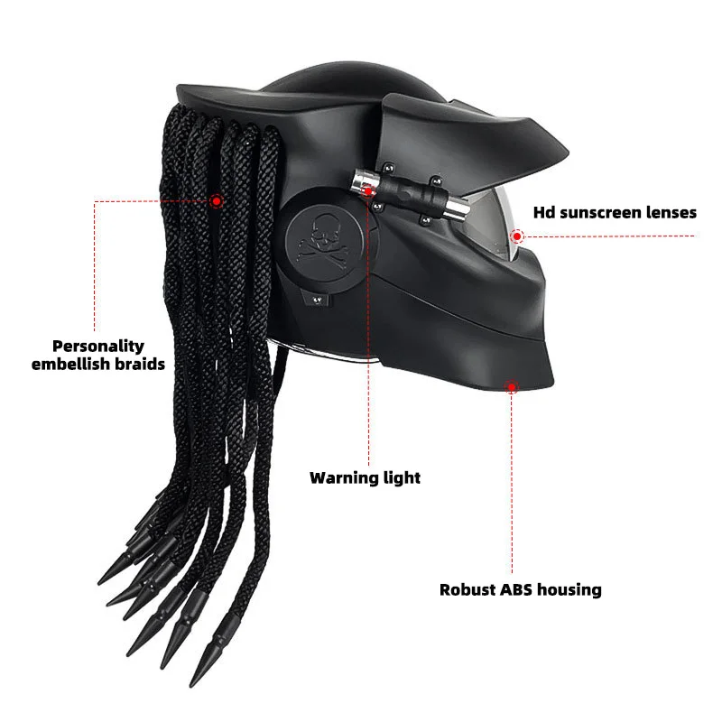 Мотоциклетный шлем Хищник с узорчатыми косами модульный защитный откидной для