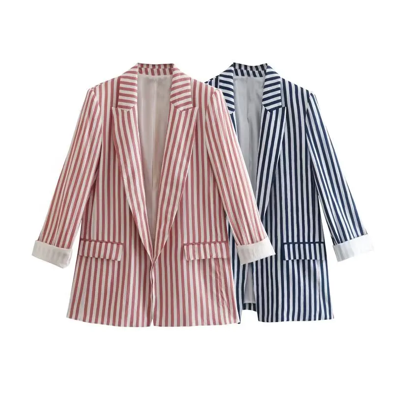 

Blazers Suit jacket 2022 Autumn new casual Suit jacket formal elegant chic vertical strip straight office Blazer warm Suit coat