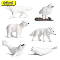 6 pcs kids simulation sea life arctic animals beluga polar bear seal arctic fox action figures figurines miniature education toy