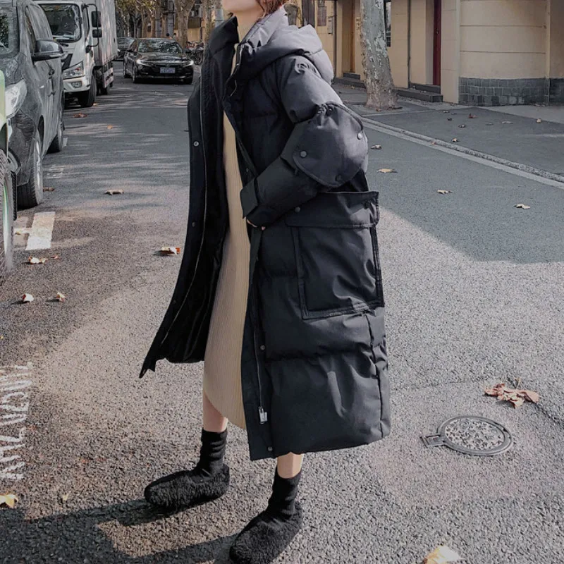 2022 Large Winter Down Jacket Loose Warmth Thickening Women's Parka Hooded Long Women Thickening Jacket