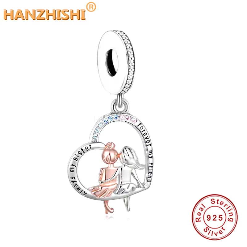 925 Sterling Silver Always My Sister Forever Friend Pendant Charm Beads Fits Original Brand Bracelet Necklace Jewelry | Украшения и