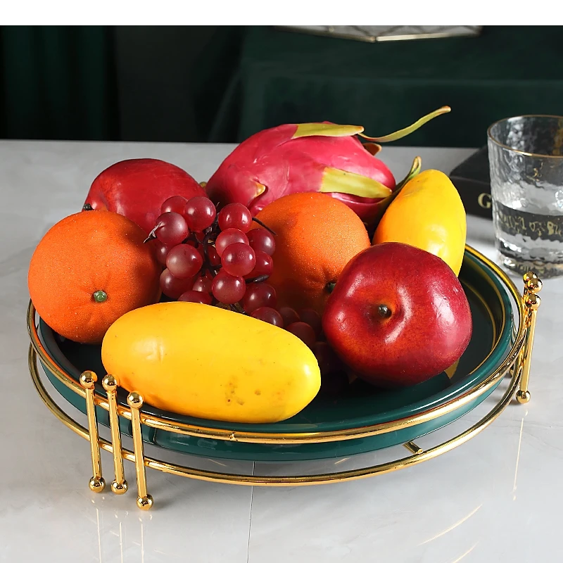 Зеленое керамическое кольцо тарелка Frutas Decorativas Lujosas подносы декоративная миска с