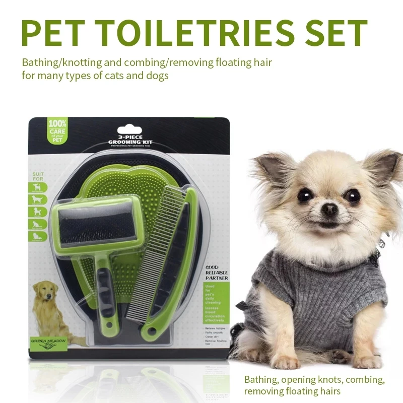 

Hair Removal Comb Pet Cleaning Grooming Comb Supplies Set Dog Row Comb Bathing Massage Gloves Bath Gloves Pet Needle Comb
