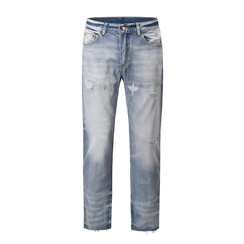 

High Quality Autumn European and N Men's Trousers High Street Slim Ripped Men's Jeans Loose Y2K Men's Clothes