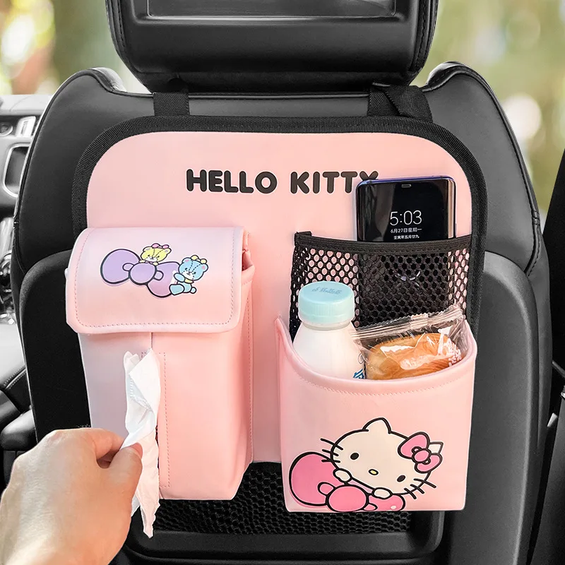 

Sanrio Hello Kitty Car Storage Bag Children Multifunctional Hanging Bag Tissue Box Sundry Organiser Car Cartoon Decoration Gift