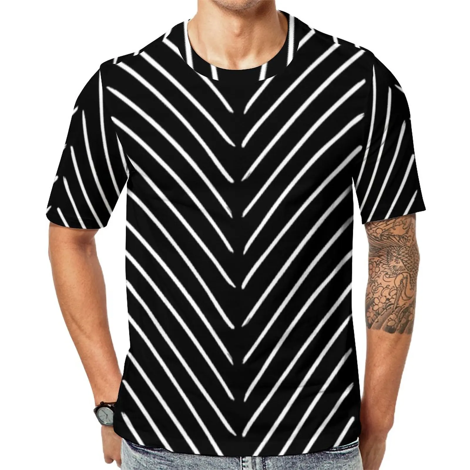 

Retro Nordic Lines T Shirt Diagonal Mudcloth Black Fashion T-Shirts Summer Graphic Tee Shirt Short Sleeve Casual Plus Size Tops