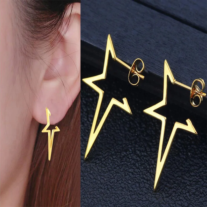 

Stainless Steel Earrings 2022 Trend Hip Hop Gothic Fashion Big Star Punk Stud Earrings For Women Jewelry Party Friends Best Gift