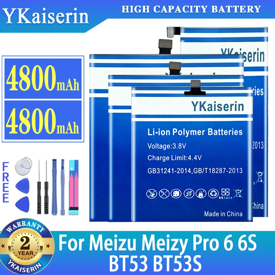 

YKaiserin Battery BT53 BT53S For Meizu Pro 6 6S Pro6 Pro6S M570Q-S Mobile Phone Batteries + Free Tools