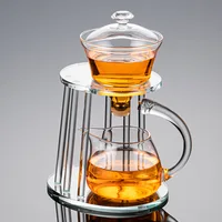 Glass lazy semi-automatic tea set set household Japanese kungfu tea cup magnetic suction Teapot Tea Making artifact to drink tea