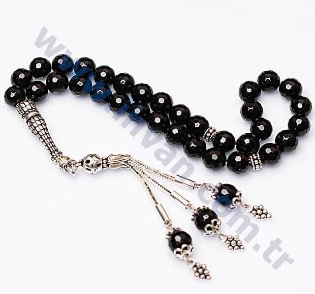 IQRAH Onyx Stone Rosary (925 STERLING SILVER)