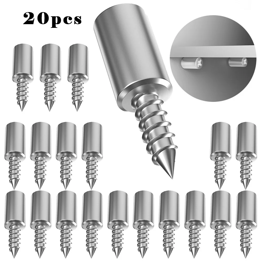 

20pcs Self-Tapping Screws With Covers 25.5x7.5mm Cabinet Wardrobes Bookcases Bracket Laminate Support Glass Studs Pegs