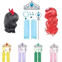 kids accessories girls princess dress up rapunzel elsa anna mermaid jasmine snow white wigs accessories crown magic wand gloves