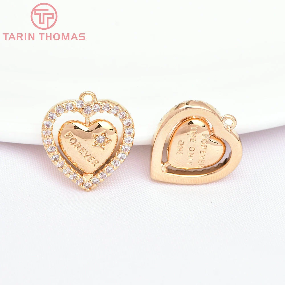 Латунная фурнитура с цирконом цвет золото 24 К 11 х12 мм 2 шт.