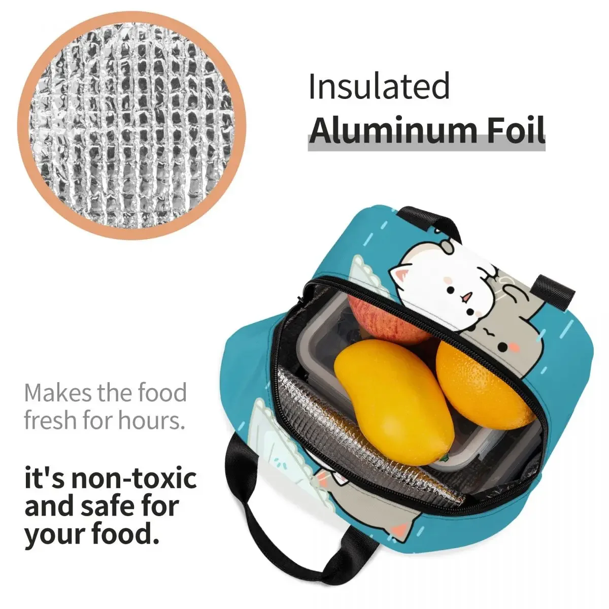 Сумка Для Обеда Peach And Goma Mochi Cat Унисекс Водонепроницаемая Термоизолированная