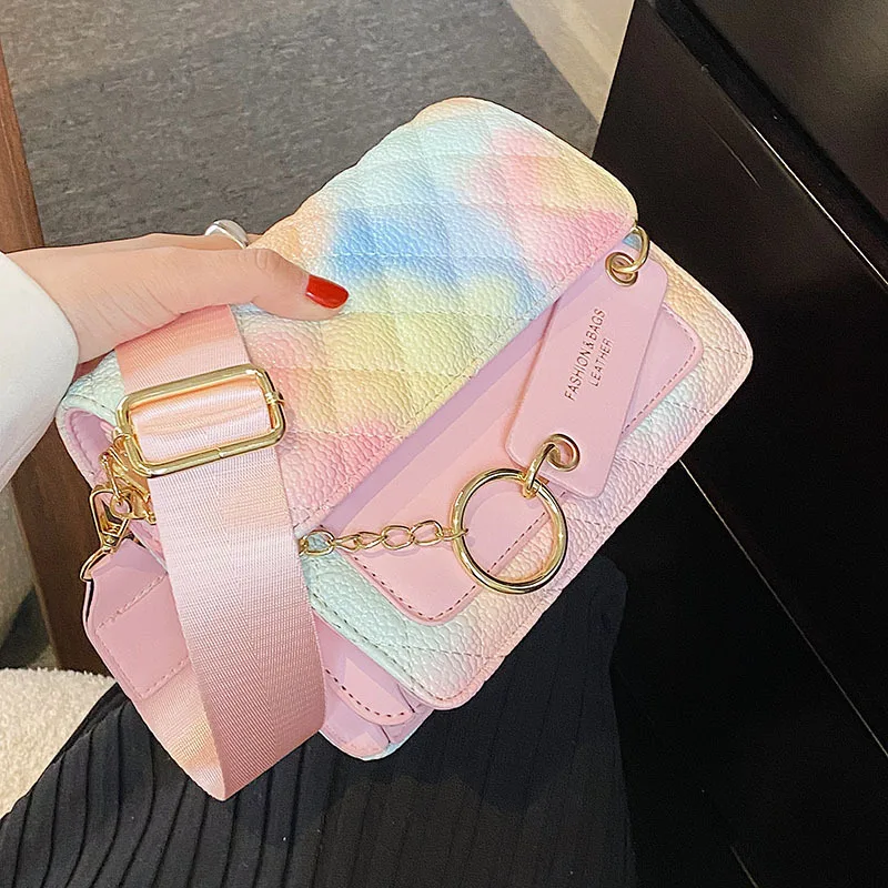

Fashion Small Square Quilted Women Shoulder Bag Brand Lingge Chain Crossbody Bags For Women Luxury PU Leather Woman Handbags New