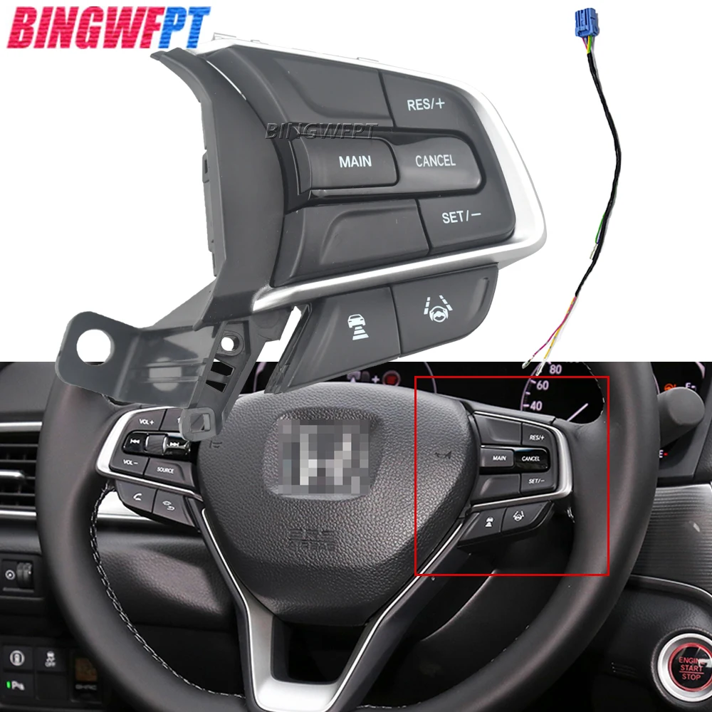 

For Honda Accord No.10th 2018 2021 2022 Steering Wheel Buttons Cruise Switch Accessories Right Side With Backlight + Wire