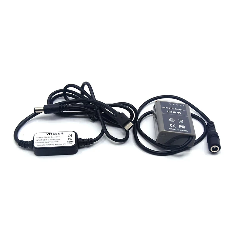 

USB Type-C USB-PD Converter To DC Cable Dummy Battery PS-BLN1 BLN-1 Coupler For Olympus OM-D E-M5 E-M1 E-M5II PEN E-P5 Camera