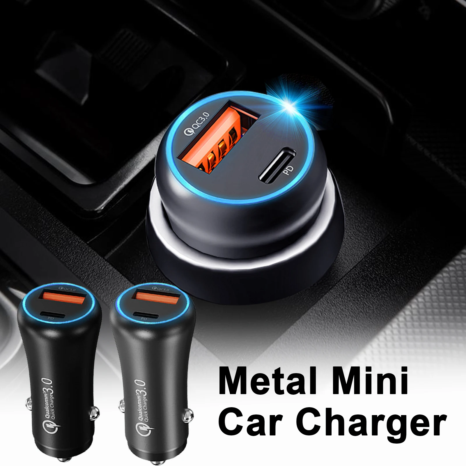

Автомобильное зарядное устройство с двумя портами USB и цифровым дисплеем, 38 Вт