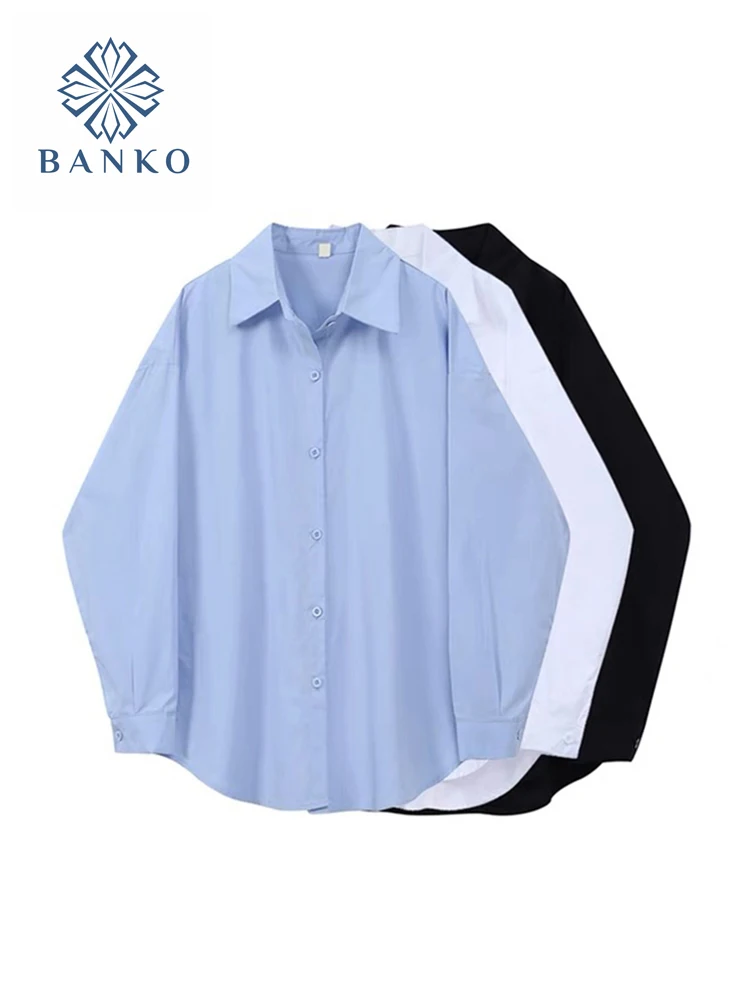 2022 Spring Women Blouse Korean Long Sleeve Solid Turn-down Collar Tops Office Lady Loose Clothes Korean Style Fashion Blusas