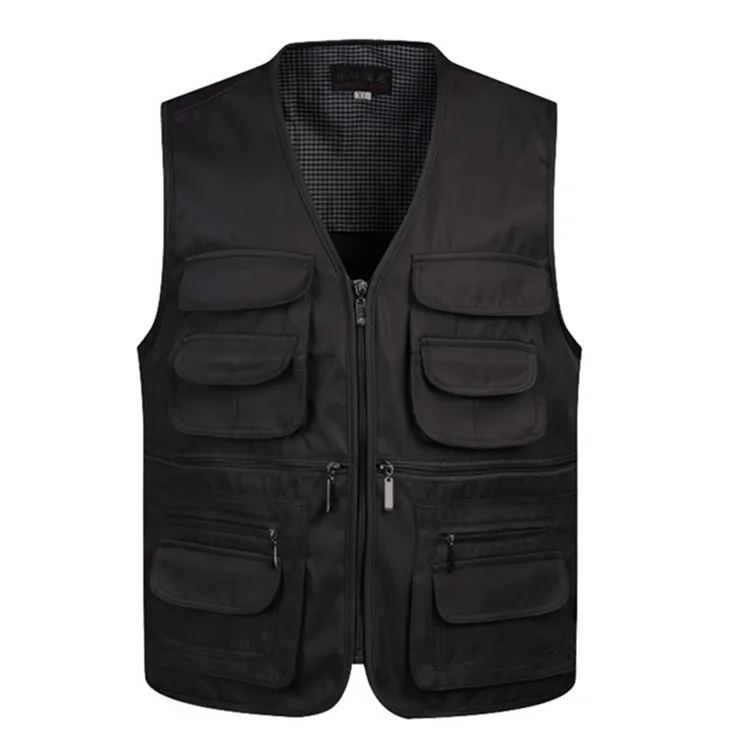

2022 Men Multi-Pocket Classic Waistcoat Male Sleeveless Unloading Solid Coat Work Vest Photographer Tactical Mesh Vest Jacket