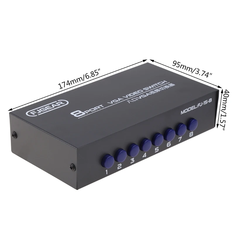 8-портовый переключатель VGA видеокоммутатор 1920*1440 250 МГц 8 в 1 селектор поддержки