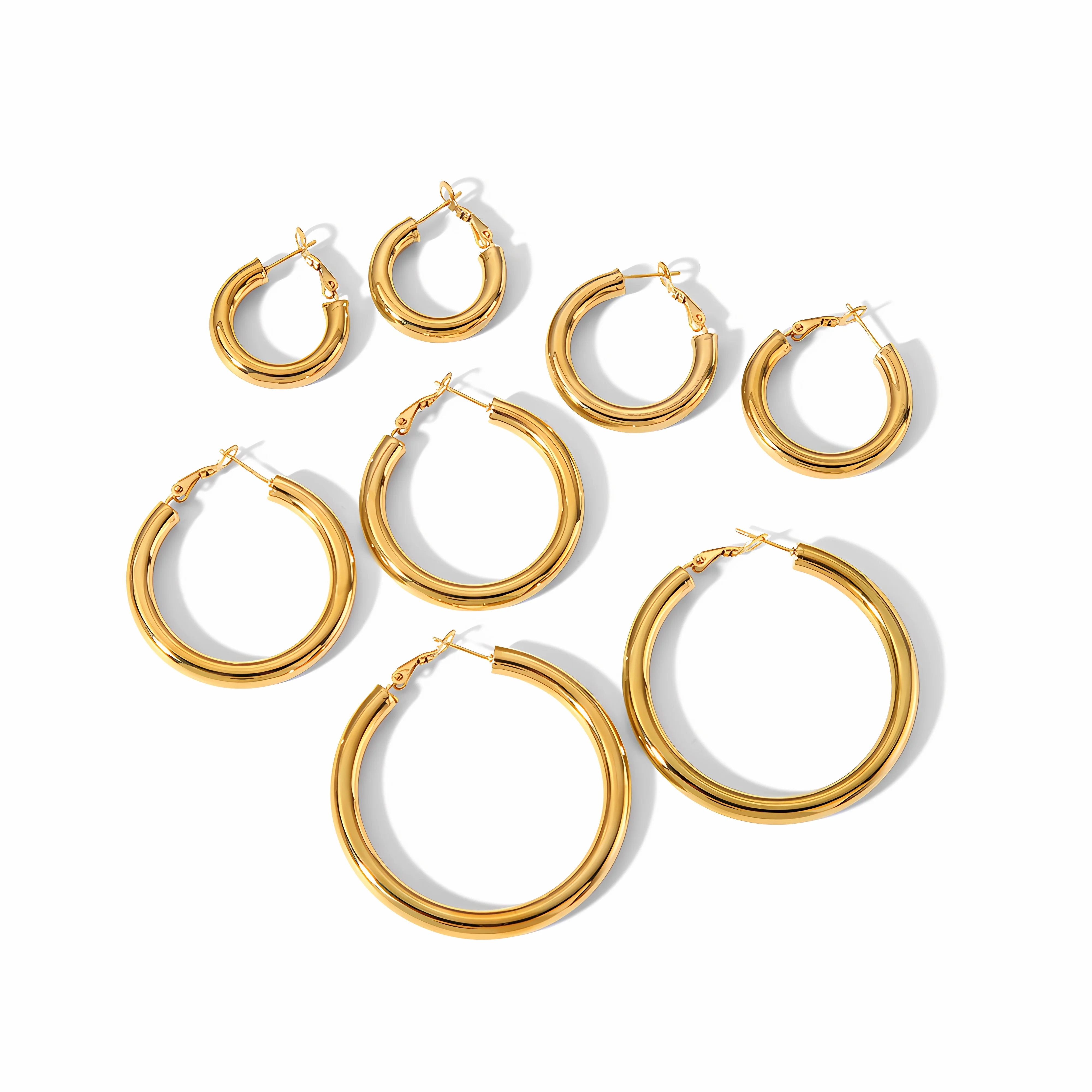 

Fine Jewelry Earrings 18k Gold Plated Stainless Steel Hypoallergenic Statement Chunky hoops Women Thin Large Hoop Earring