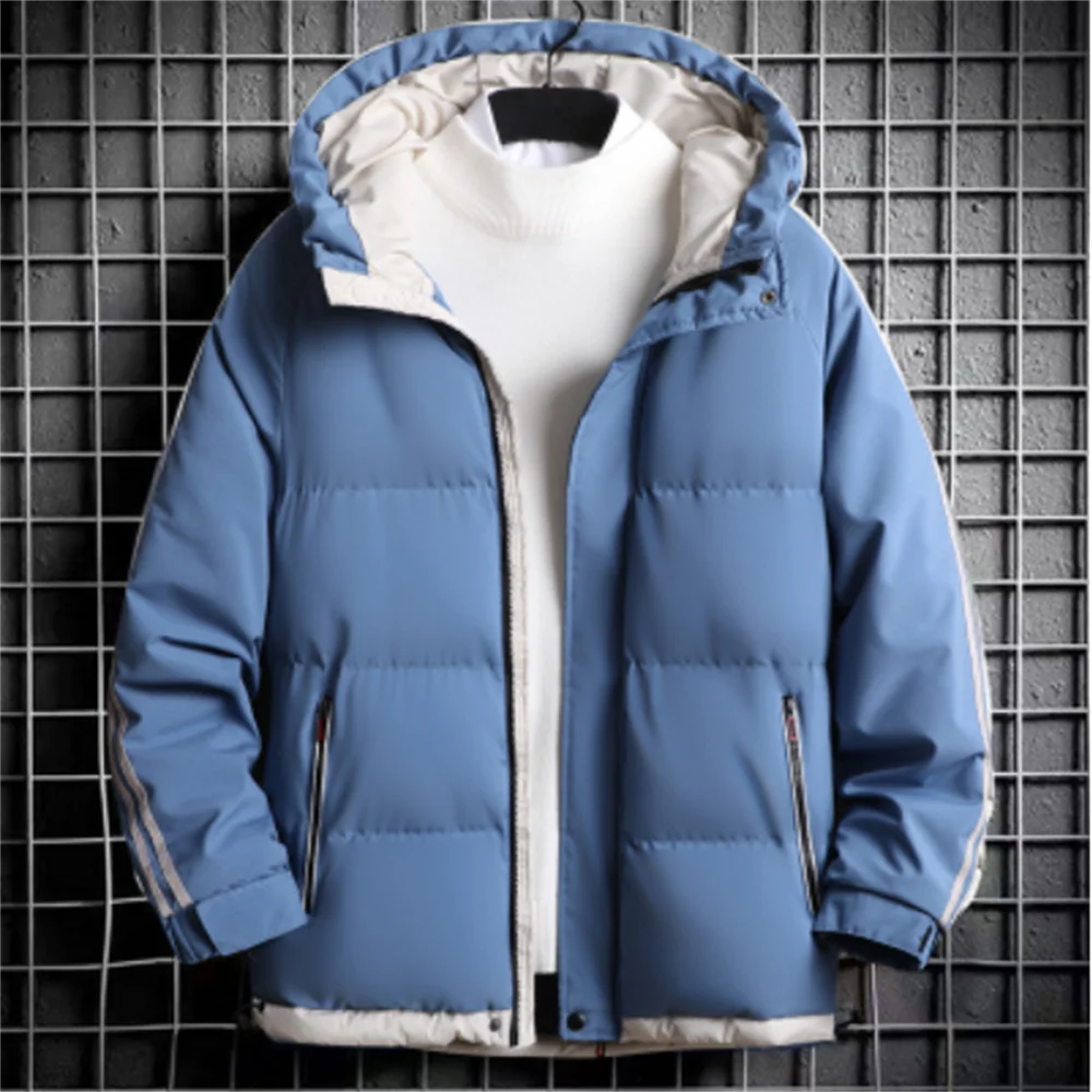 2022 Winter New Men's Stitching Down Jacket Fashion Loose Casual Plus Size Thickened Men's Warm Hooded Thick Coat