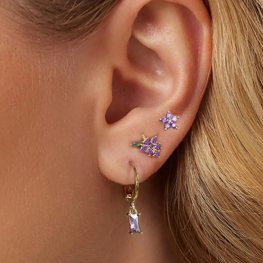 3 шт. серьги-гвоздики в виде фруктов