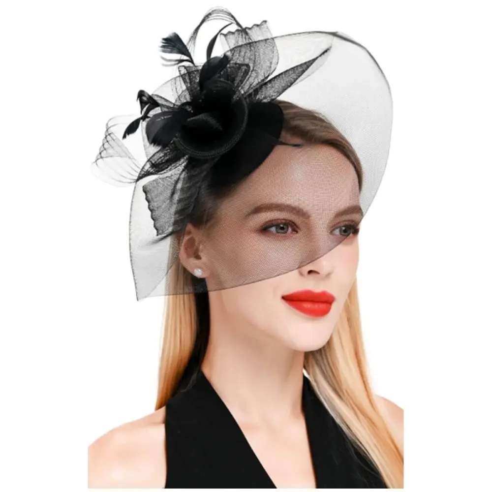 

Women Headwear Headpiece Lady Feather Mini Hat Hair Clip Fascinating Hairpin Wedding Party