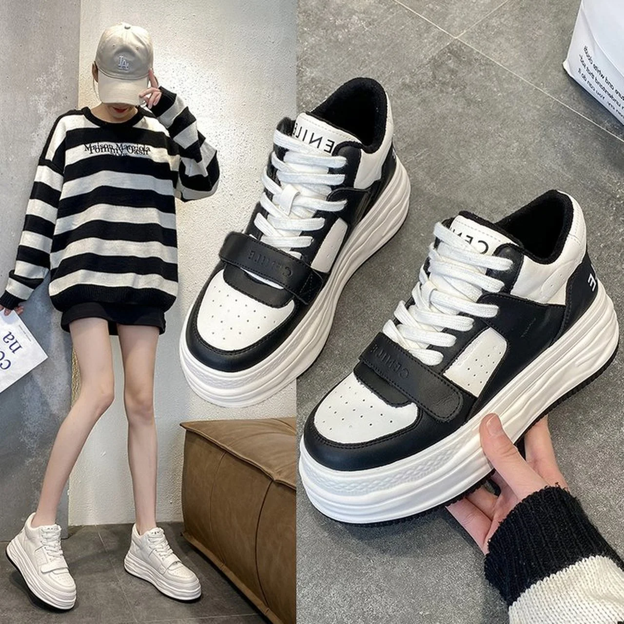 

Women's breathable sports shoes casual vulcanized shoes thick-soled walking shoes 2022autumn and winter fashion fur cotton shoes
