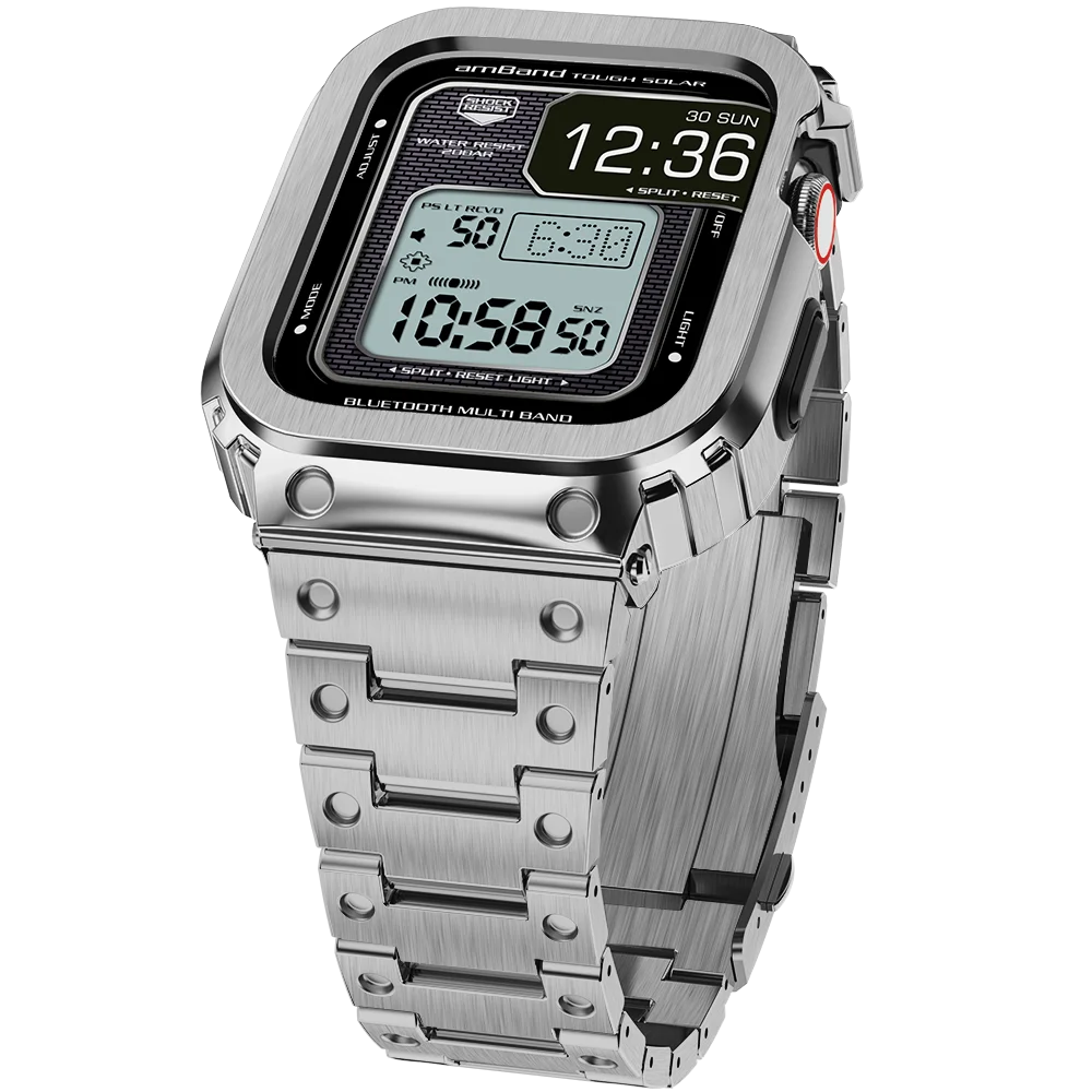 Business Stainless Steel Modification Kit Case Band For Apple Watch 8 7 6 5 4 SE 45mm 44mm Refit Mod ApplCasio Bezel Cover Strap