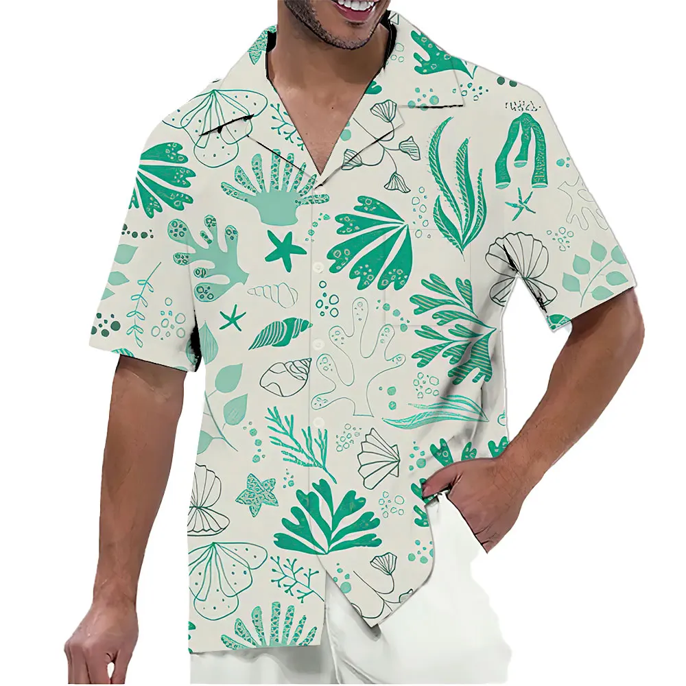 

Рубашка-поло мужская с принтом, Повседневная Свободная блузка с вырезом лодочкой, с очень большим принтом, одежда на лето