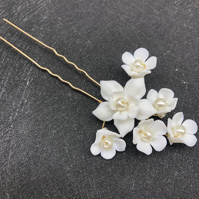 Женский гребень для волос ручной работы модный белый керамический цветочный