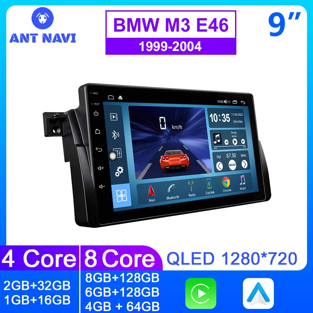 

AntNavi Carplay Car Android Radio For BMW M3 E46 1999-2004 Android10 Auto 4G Multimedia Player GPS 2din 9" 2 Din Autoradio