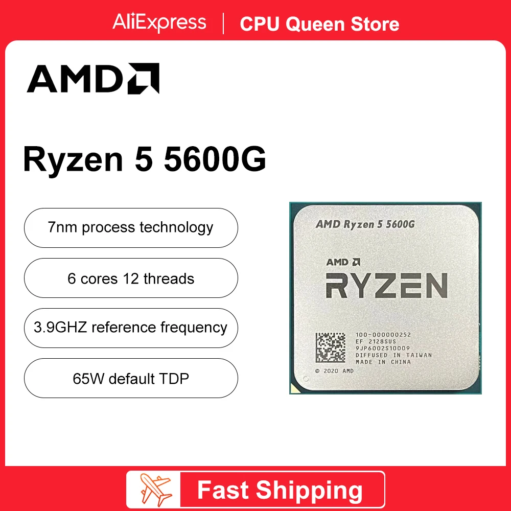 AMD 라이젠 5 5600G R5 5600G 3.9GHz, 6 코어 12 스레드 CPU 프로세서, 7NM L3 = 16M 100 000000252 소켓, AMD AM4 게이밍 프로세서, 신제품