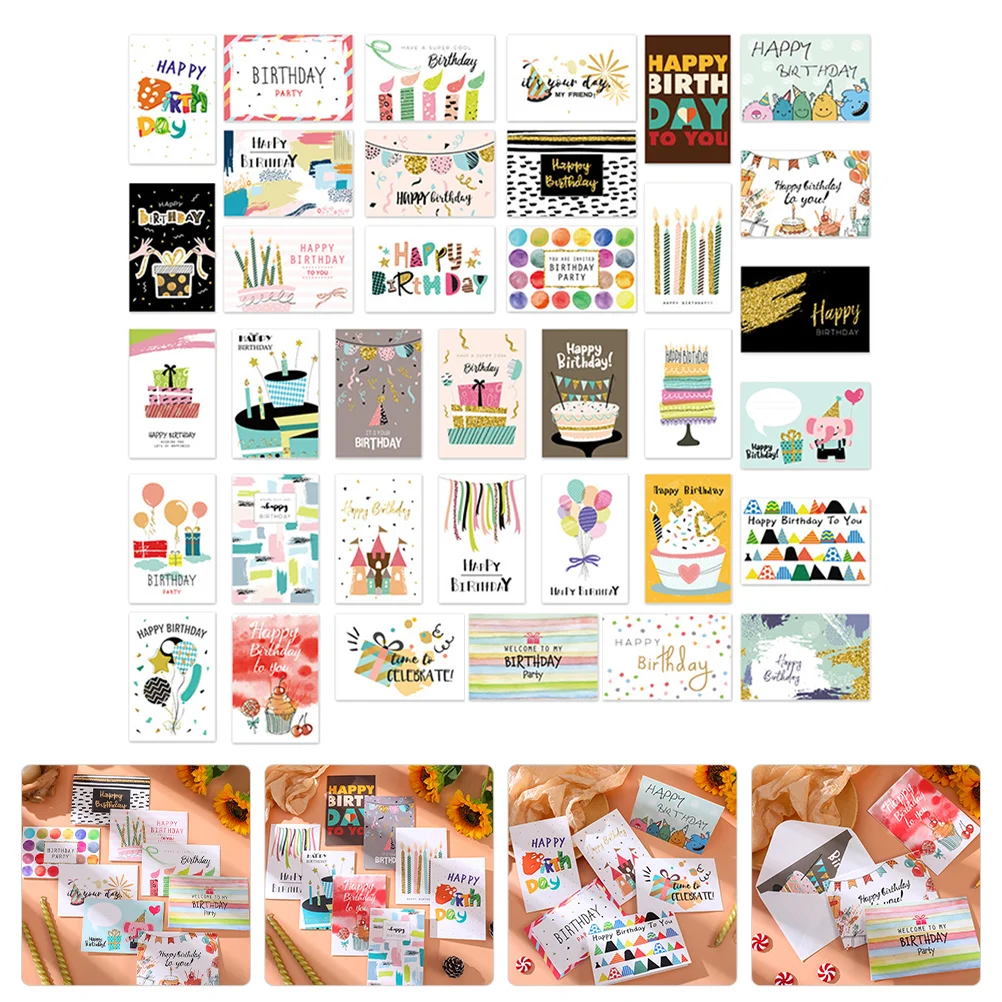 

36pcs Birthday Blessing Cards Festival Greeting Cards Paper Greeting Cards for Adults Kids