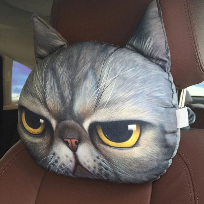 

CHIZIYO New Cool Lovely 3D Printed Animals Face Car Headrest Pillowcase Neck Auto Safety Headrest Supplies Without Filling