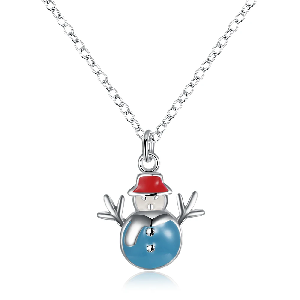 

Christmas Theme Blue Snowman Necklace New Necklace 2021Christmas Day Anniversary Gift Fine Jewelry