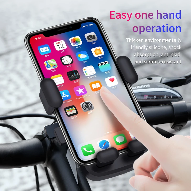 

Universal Bicycle Phone Holder Motorcycle Handlebar Phone Rack Anti Shake 360 Degree Rotation Road Bike Adjustable Mount Bracket