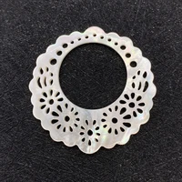 natural seawater shell pendants for making diy earrings necklace fashion jewelry engraved openwork round charms accessories 1pcs
