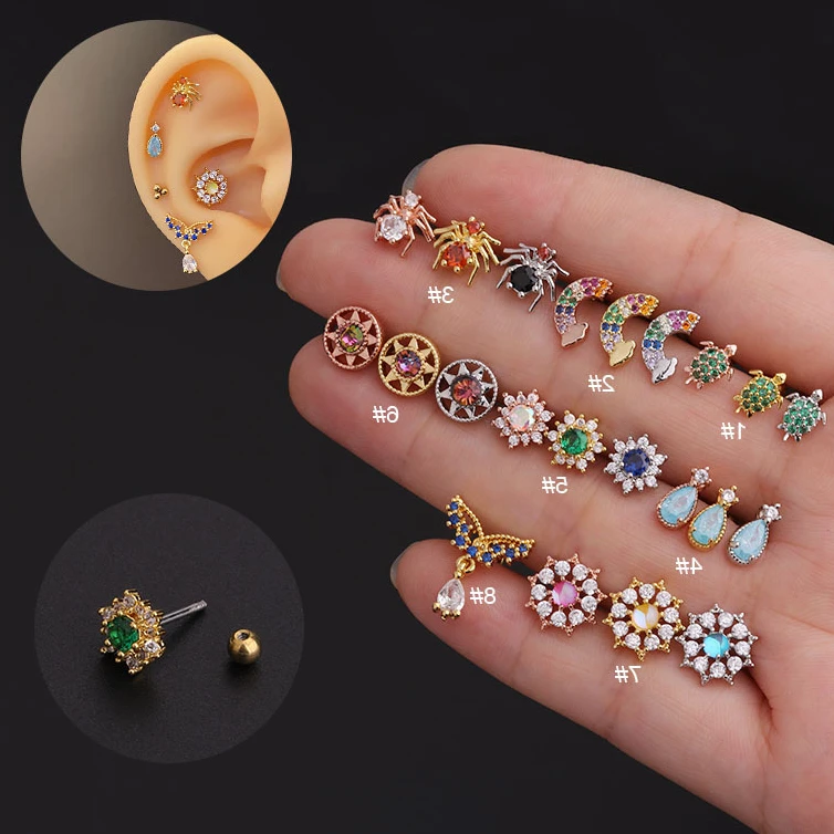 

Серьги-гвоздики женские из нержавеющей стали с фианитами, 1 шт.