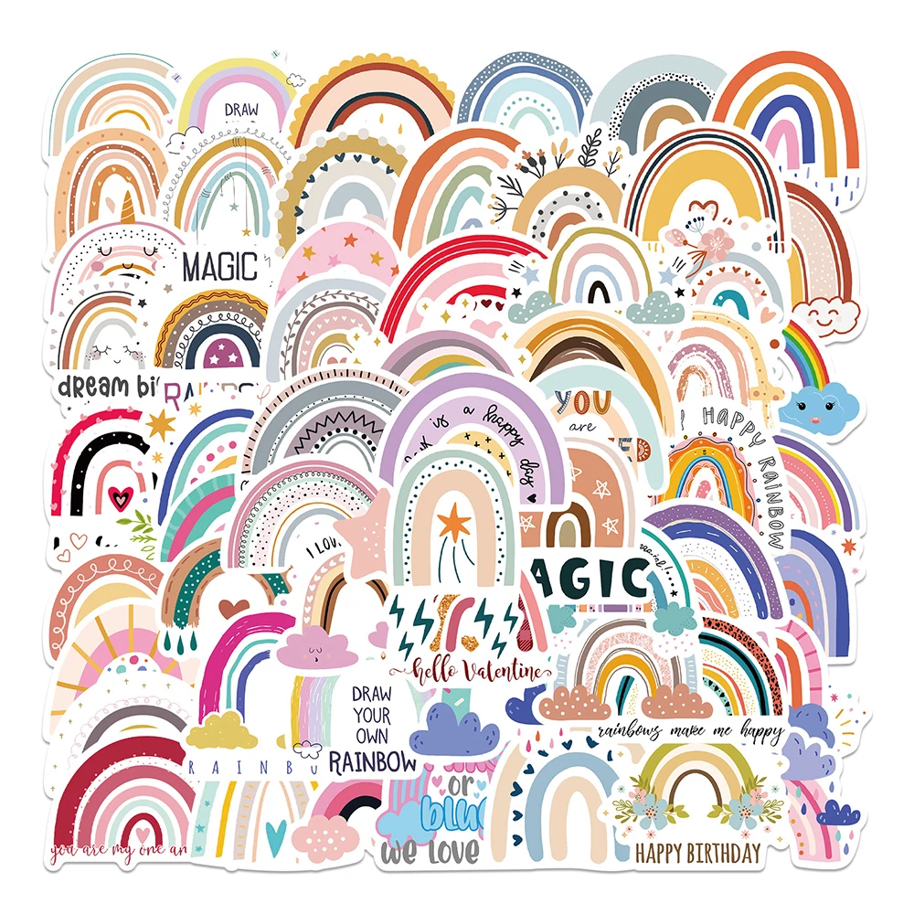 

10/30/60PCS Rainbow Bridge INS Style Cartoon Stickers DIY Motorcycle Luggage Skateboard Funny Classic Toy Sticker Kid Toy Gift