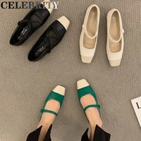 ballet flats women shoes summer sandals 2022 new spring two color splice shallow woman shoes fashion chunky loafers shoes mujer