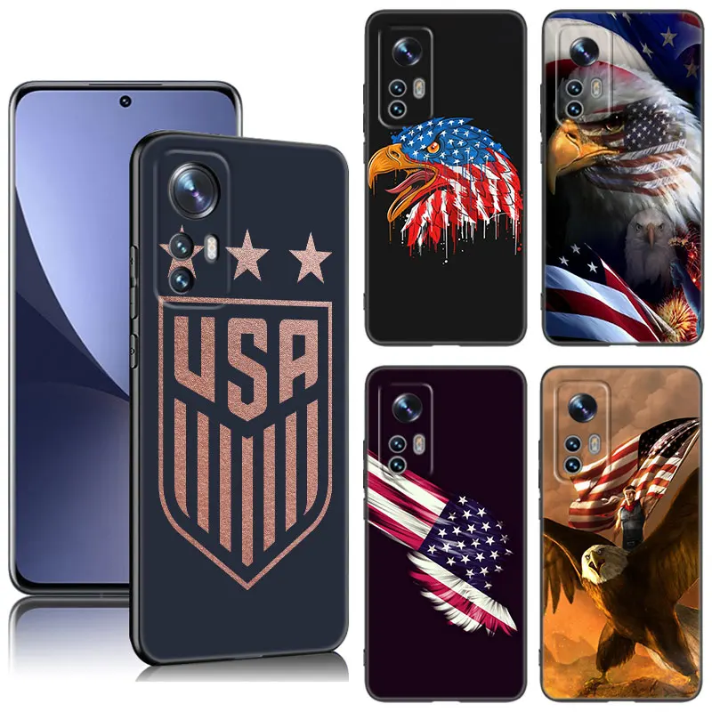 Черный силиконовый чехол с американским флагом для телефона Xiaomi Mi 9 SE 8 10 10T 11 12 13 Lite