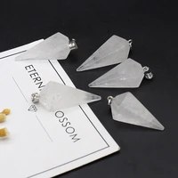 1pcs natural stone crystal clear quartzs charm pendant for women earrings necklace accessories jewelry making diy size 12x40mm