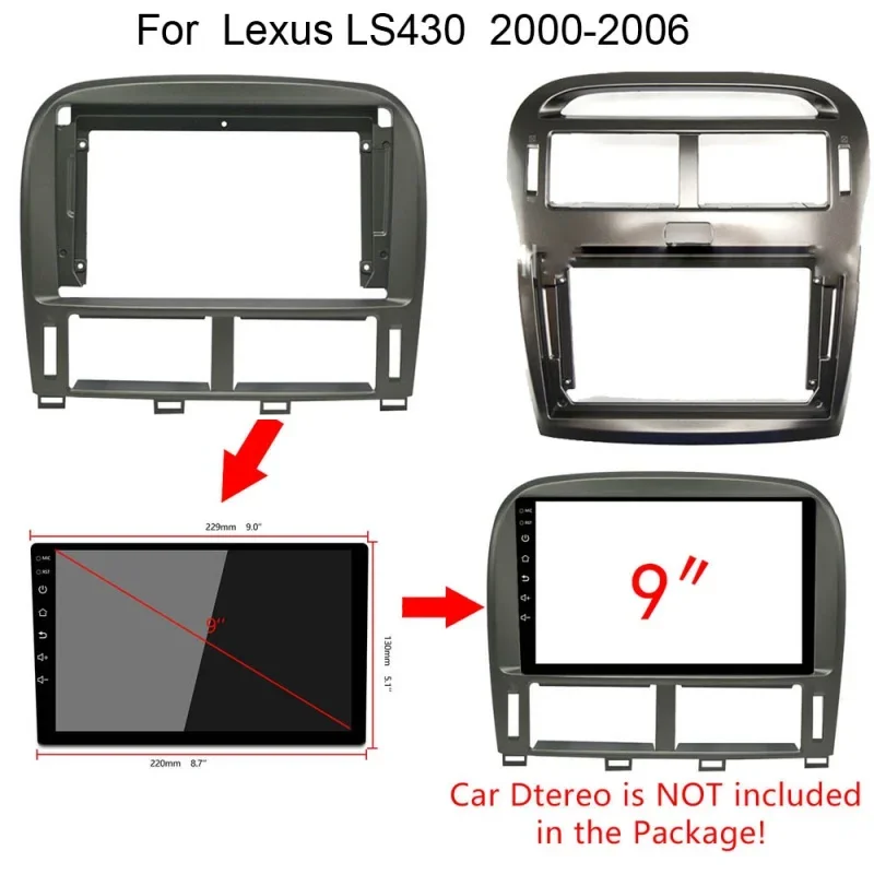 9-дюймовая автомобильная DVD-рамка для Lexus LS430 XF30 LS 430 2000-2006 Din радиоплеер