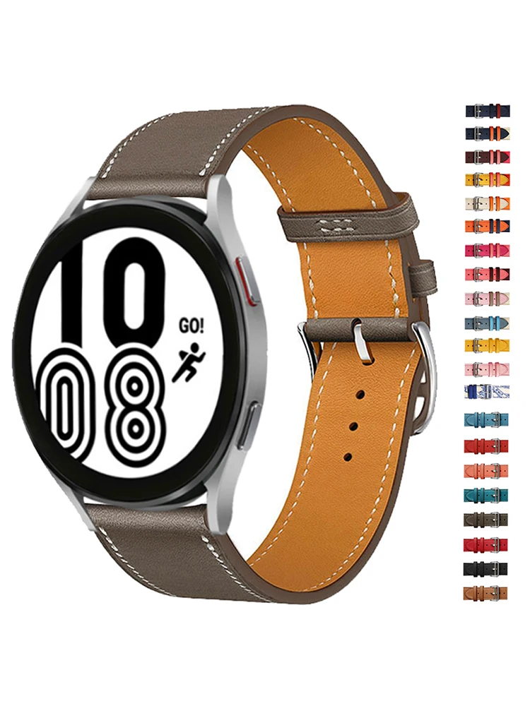 

20mm 22mm Leather Band For Samsung Galaxy watch 4 Classic Active 2/S3/ Huawei GT-2-3 Pro Bracelet correa Galaxy Watch 5/4 strap